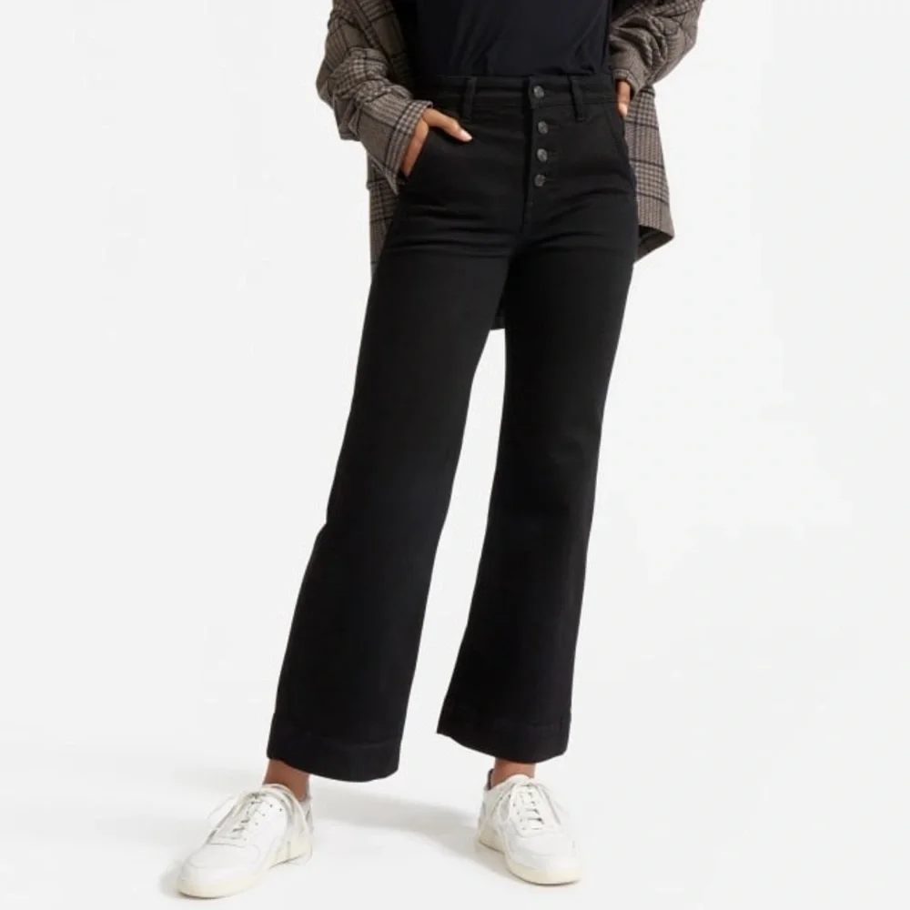 Everlane The Button-Fly Wide-Leg Black Jean size 25